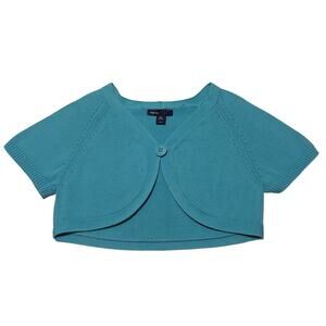 GAP Kids short-sleeved solid cropped cotton knit shrug